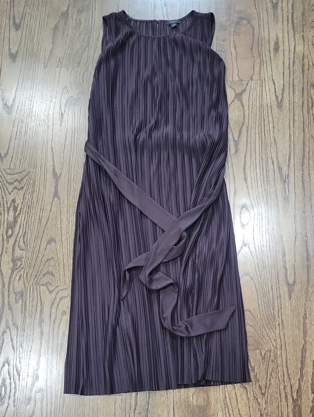 Ann Taylor Brown Pleated Sleeveless Midi Dress